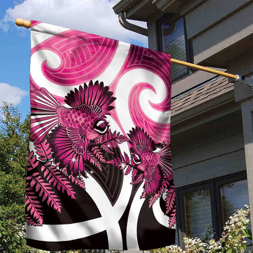 Piwakawaka New Zealand Matariki Garden Flag Maori New Year Silver Fern Pink Galaxy