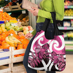 Piwakawaka New Zealand Matariki Grocery Bag Maori New Year Silver Fern Pink Galaxy