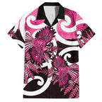 Piwakawaka New Zealand Matariki Hawaiian Shirt Maori New Year Silver Fern Pink Galaxy