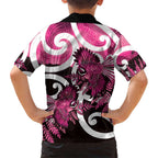Piwakawaka New Zealand Matariki Hawaiian Shirt Maori New Year Silver Fern Pink Galaxy