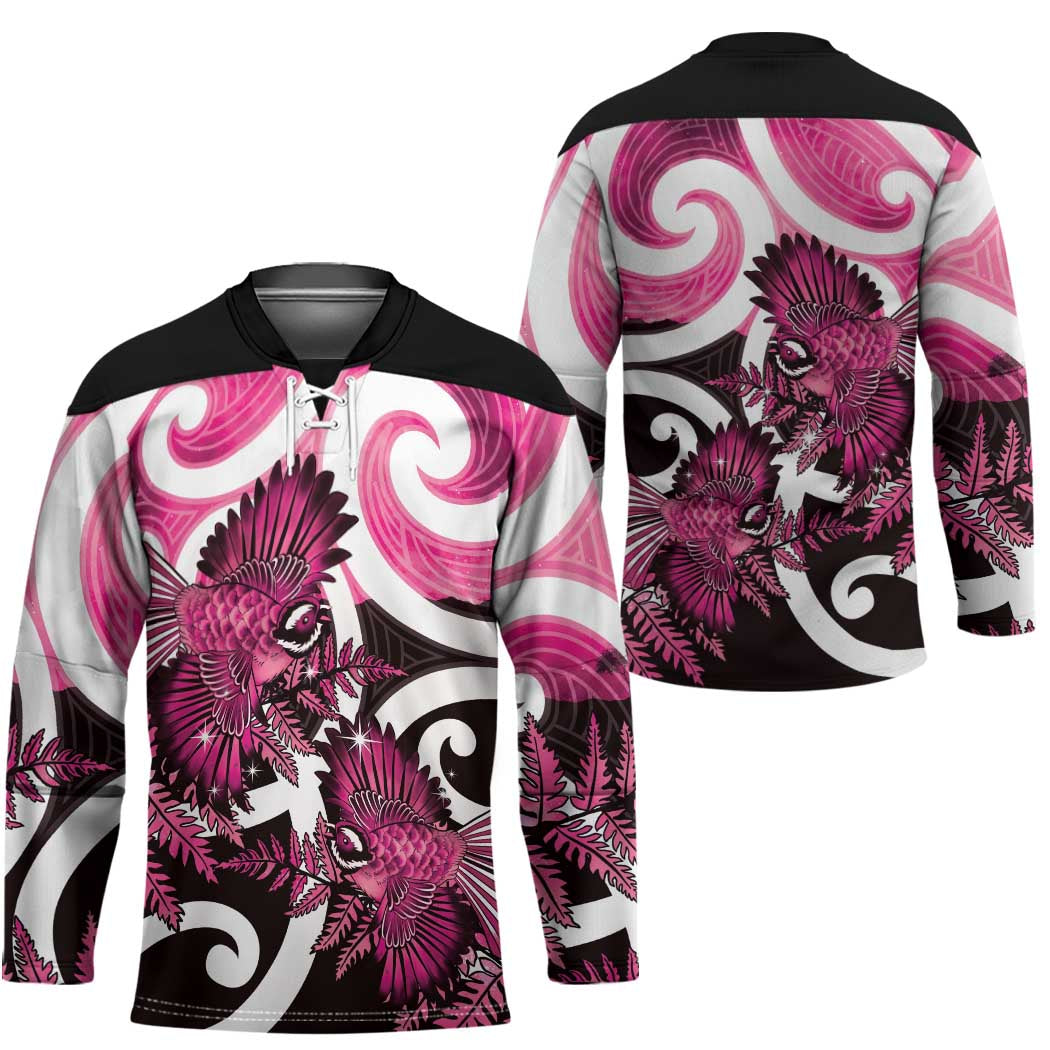 Piwakawaka New Zealand Matariki Hockey Jersey Maori New Year Silver Fern Pink Galaxy