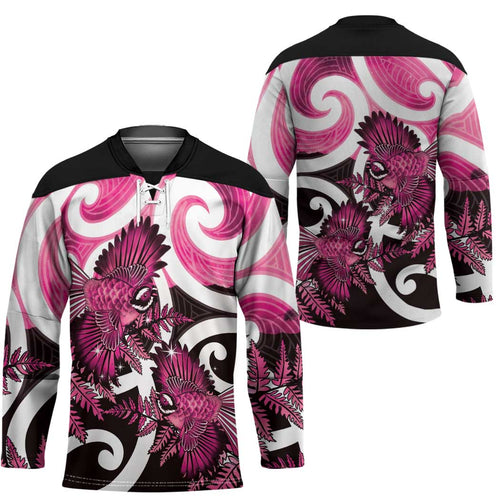 Piwakawaka New Zealand Matariki Hockey Jersey Maori New Year Silver Fern Pink Galaxy