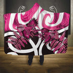 Piwakawaka New Zealand Matariki Hooded Blanket Maori New Year Silver Fern Pink Galaxy