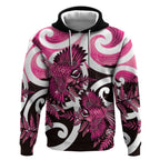 Piwakawaka New Zealand Matariki Hoodie Maori New Year Silver Fern Pink Galaxy