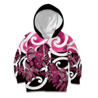 Piwakawaka New Zealand Matariki Kid Hoodie Maori New Year Silver Fern Pink Galaxy