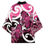 Piwakawaka New Zealand Matariki Kimono Maori New Year Silver Fern Pink Galaxy