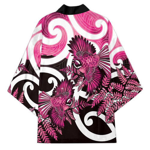 Piwakawaka New Zealand Matariki Kimono Maori New Year Silver Fern Pink Galaxy