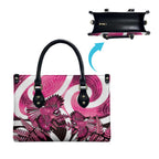 Piwakawaka New Zealand Matariki Leather Bag Maori New Year Silver Fern Pink Galaxy