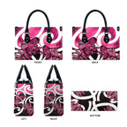 Piwakawaka New Zealand Matariki Leather Bag Maori New Year Silver Fern Pink Galaxy