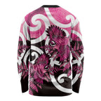 Piwakawaka New Zealand Matariki Long Sleeve Shirt Maori New Year Silver Fern Pink Galaxy