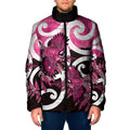 Piwakawaka New Zealand Matariki Padded Jacket Maori New Year Silver Fern Pink Galaxy