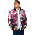 Piwakawaka New Zealand Matariki Padded Jacket Maori New Year Silver Fern Pink Galaxy