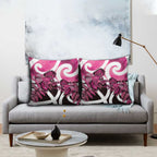 Piwakawaka New Zealand Matariki Pillow Cover Maori New Year Silver Fern Pink Galaxy