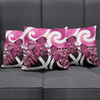 Piwakawaka New Zealand Matariki Pillow Cover Maori New Year Silver Fern Pink Galaxy