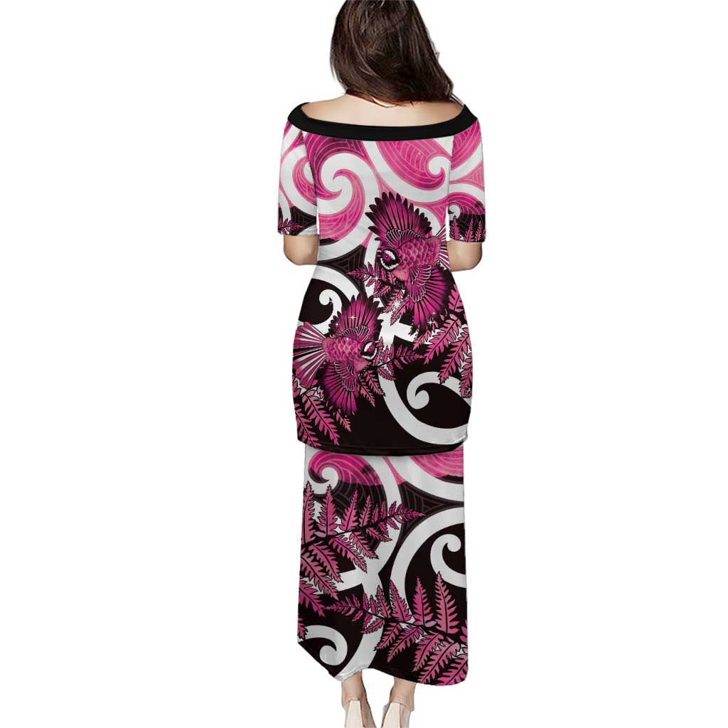Piwakawaka New Zealand Matariki Puletasi Maori New Year Silver Fern Pink Galaxy