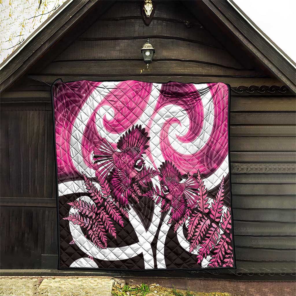 Piwakawaka New Zealand Matariki Quilt Maori New Year Silver Fern Pink Galaxy