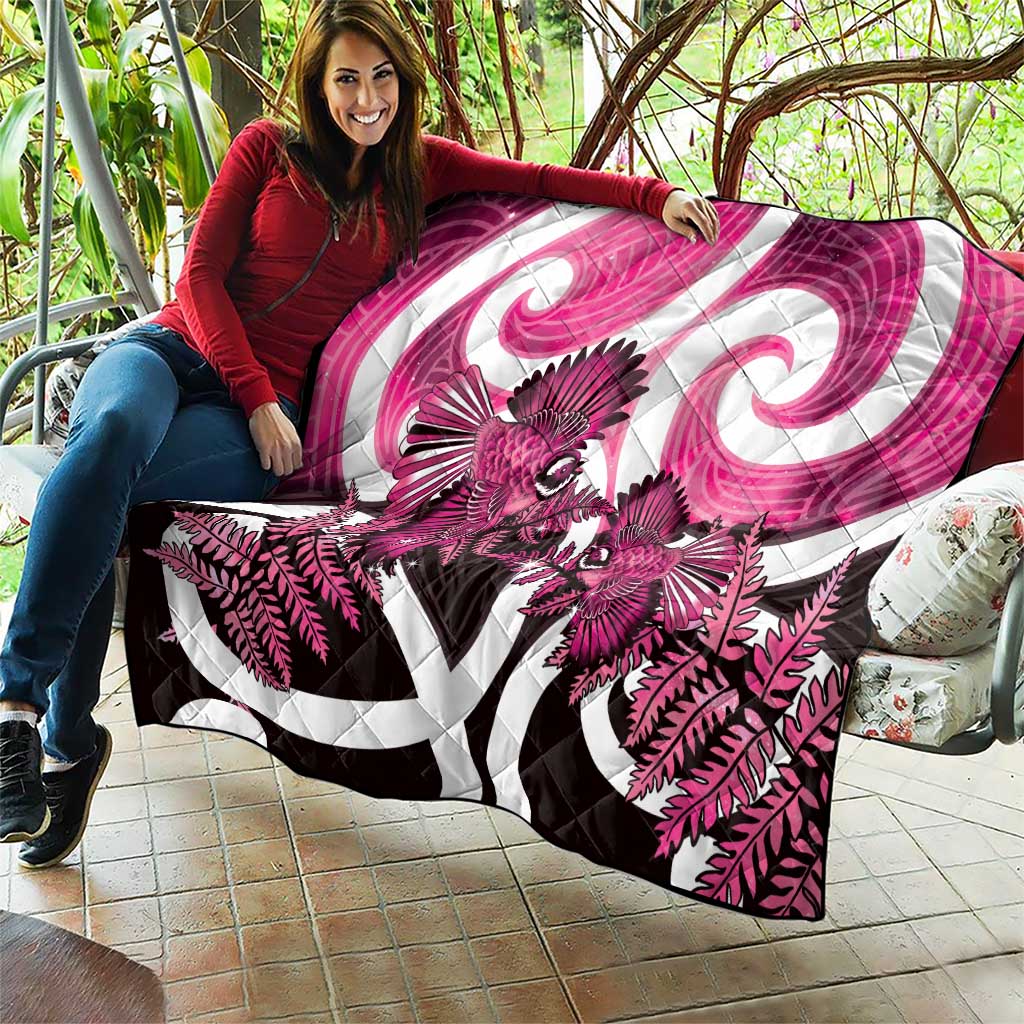 Piwakawaka New Zealand Matariki Quilt Maori New Year Silver Fern Pink Galaxy
