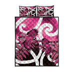 Piwakawaka New Zealand Matariki Quilt Bed Set Maori New Year Silver Fern Pink Galaxy