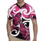 Piwakawaka New Zealand Matariki Rugby Jersey Maori New Year Silver Fern Pink Galaxy