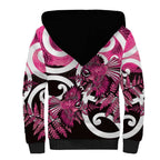 Piwakawaka New Zealand Matariki Sherpa Hoodie Maori New Year Silver Fern Pink Galaxy