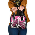 Piwakawaka New Zealand Matariki Shoulder Handbag Maori New Year Silver Fern Pink Galaxy