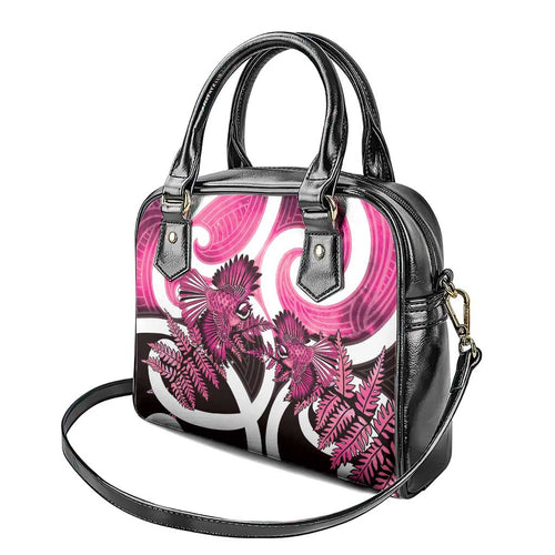 Piwakawaka New Zealand Matariki Shoulder Handbag Maori New Year Silver Fern Pink Galaxy