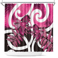 Piwakawaka New Zealand Matariki Shower Curtain Maori New Year Silver Fern Pink Galaxy