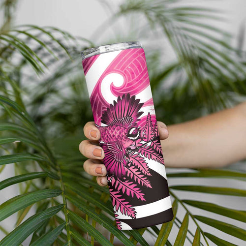 Piwakawaka New Zealand Matariki Skinny Tumbler Maori New Year Silver Fern Pink Galaxy