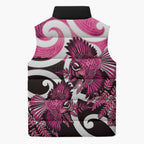 Piwakawaka New Zealand Matariki Sleeveless Puffer Jacket Maori New Year Silver Fern Pink Galaxy