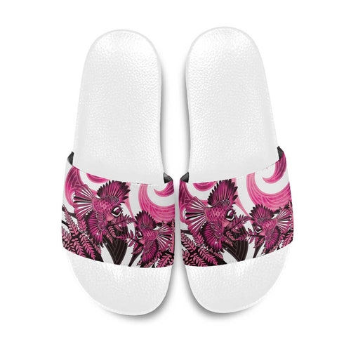 Piwakawaka New Zealand Matariki Slide Sandals Maori New Year Silver Fern Pink Galaxy