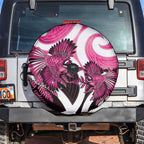 Piwakawaka New Zealand Matariki Spare Tire Cover Maori New Year Silver Fern Pink Galaxy