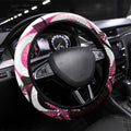 Piwakawaka New Zealand Matariki Steering Wheel Cover Maori New Year Silver Fern Pink Galaxy