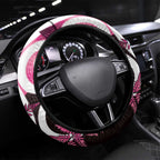 Piwakawaka New Zealand Matariki Steering Wheel Cover Maori New Year Silver Fern Pink Galaxy