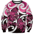 Piwakawaka New Zealand Matariki Sweatshirt Maori New Year Silver Fern Pink Galaxy