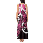 Piwakawaka New Zealand Matariki Tank Maxi Dress Maori New Year Silver Fern Pink Galaxy