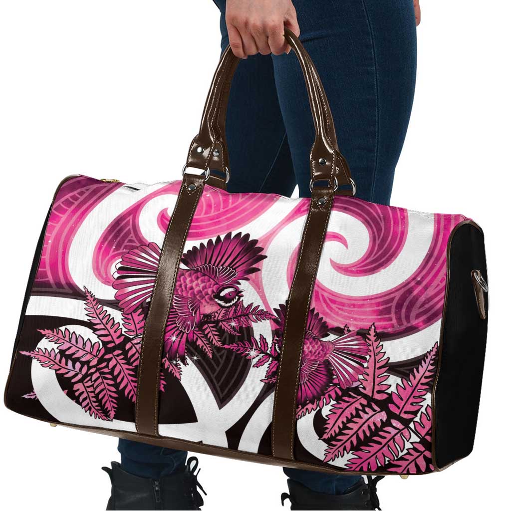 Piwakawaka New Zealand Matariki Travel Bag Maori New Year Silver Fern Pink Galaxy