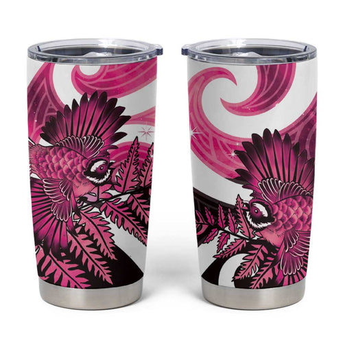 Piwakawaka New Zealand Matariki Tumbler Cup Maori New Year Silver Fern Pink Galaxy