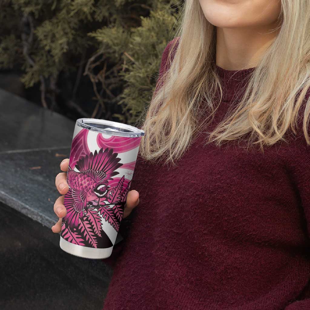 Piwakawaka New Zealand Matariki Tumbler Cup Maori New Year Silver Fern Pink Galaxy