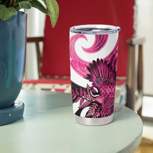 Piwakawaka New Zealand Matariki Tumbler Cup Maori New Year Silver Fern Pink Galaxy