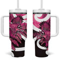 Piwakawaka New Zealand Matariki Tumbler With Handle Maori New Year Silver Fern Pink Galaxy