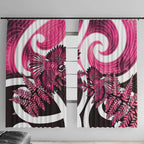 Piwakawaka New Zealand Matariki Window Curtain Maori New Year Silver Fern Pink Galaxy