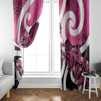 Piwakawaka New Zealand Matariki Window Curtain Maori New Year Silver Fern Pink Galaxy