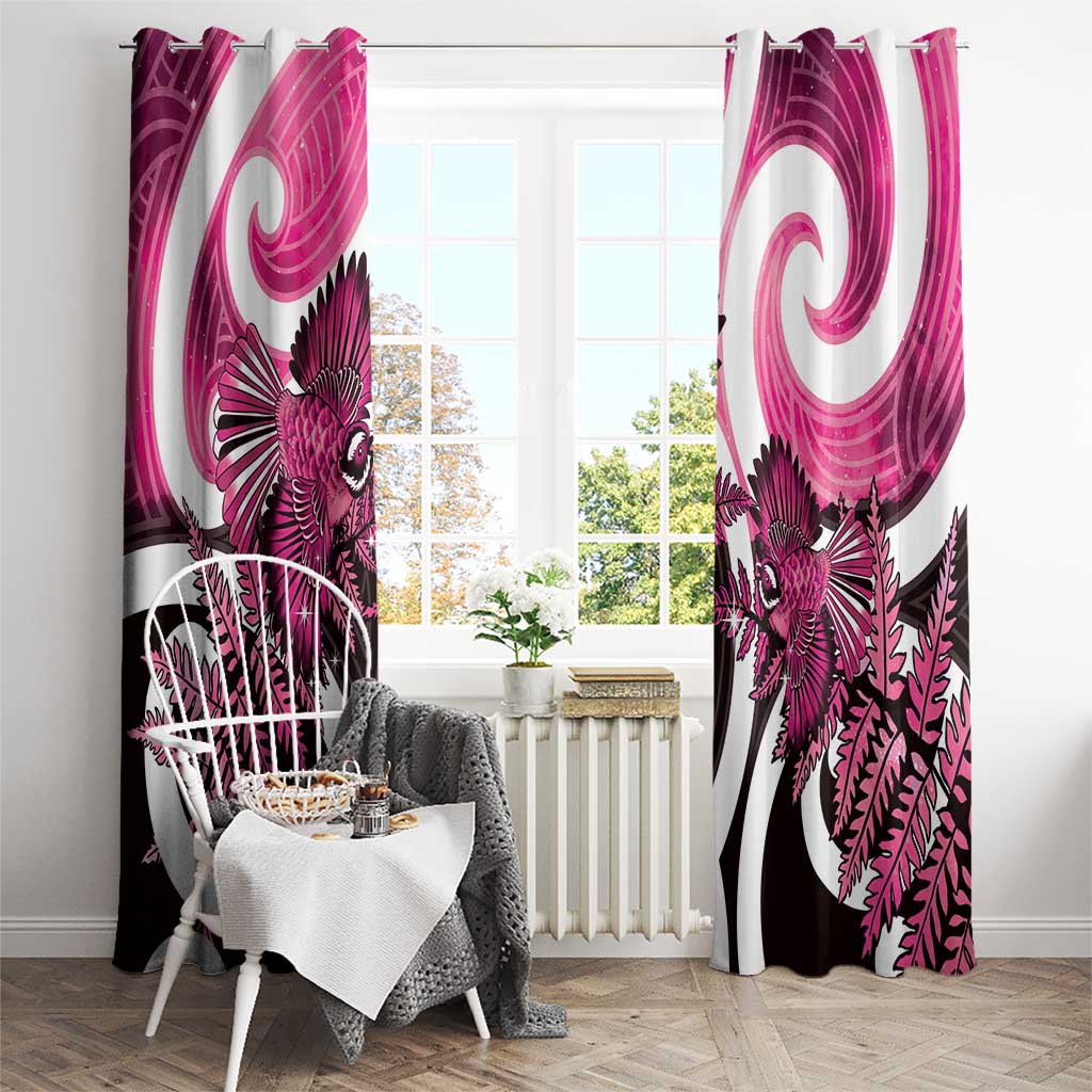 Piwakawaka New Zealand Matariki Window Curtain Maori New Year Silver Fern Pink Galaxy
