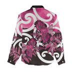 Piwakawaka New Zealand Matariki Women Casual Shirt Maori New Year Silver Fern Pink Galaxy