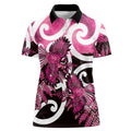 Piwakawaka New Zealand Matariki Women Polo Shirt Maori New Year Silver Fern Pink Galaxy