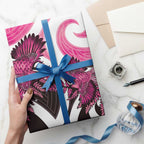Piwakawaka New Zealand Matariki Wrapping Paper Maori New Year Silver Fern Pink Galaxy