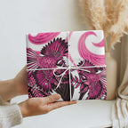 Piwakawaka New Zealand Matariki Wrapping Paper Maori New Year Silver Fern Pink Galaxy