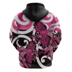 Piwakawaka New Zealand Matariki Zip Hoodie Maori New Year Silver Fern Pink Galaxy