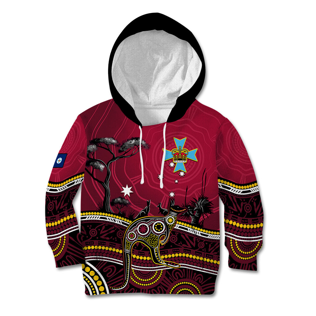 personalised-june-6-queensland-day-kid-hoodie-australian-aboriginal-art