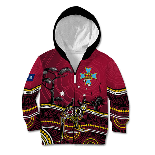 personalised-june-6-queensland-day-kid-hoodie-australian-aboriginal-art